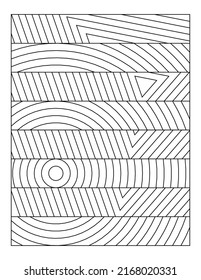 Coloring page. Horizontal pieces that form concentric circle and triangle. Black and white pattern. Relieve stress and anxiety. Mural art design. EPS8 #582