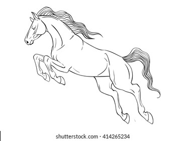 Vector Silhouette Running Horse Stock Vector (Royalty Free) 1235859130