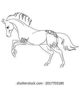 Coloring page with horse. Painting for children.