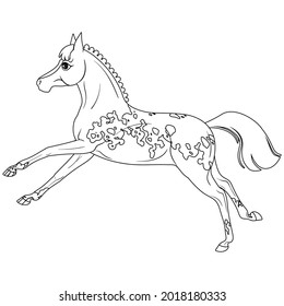 Coloring page with horse. Painting for children. Isolated vector illustration.