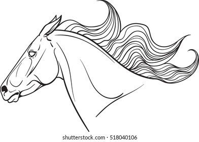 Coloring page with a horse portrait