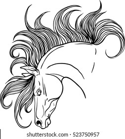 Coloring page with horse portrait.
