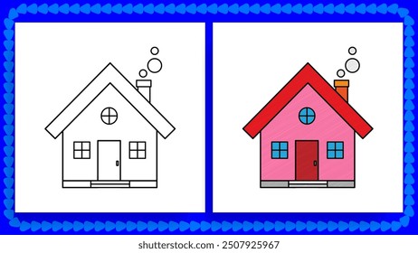 Dibujo para colorear con Ilustración vectorial de la casa