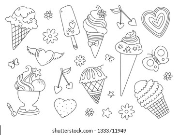 Coloring Page with Ice Creams