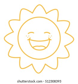 Coloring Page Illustration of Cartoon Sun
