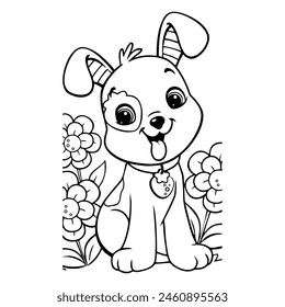 coloring page illustration of a cute and adorable dog