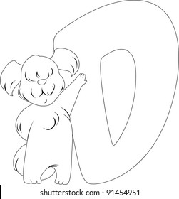 Coloring Page Illustration Featuring a Dog