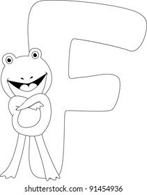 Coloring Page Illustration Featuring a Frog