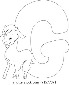 Coloring Page Illustration Featuring a Goat