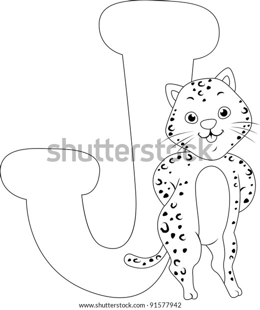 Coloring Page Illustration Featuring Jaguar เวกเตอร์สต็อก (ปลอดค่า