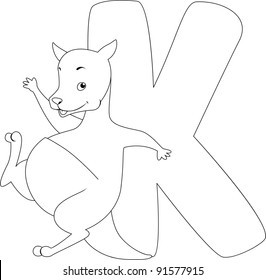 Coloring Page Illustration Featuring a Kangaroo