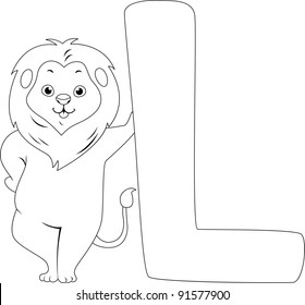 Coloring Page Illustration Featuring Lion Stock Vector (Royalty Free ...