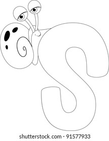 Coloring Page Illustration Featuring a Snail