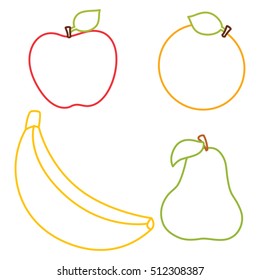 Coloring Page Illustration of Fruits