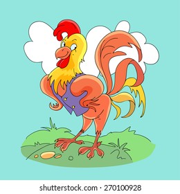 coloring page illustration of funny farm cock