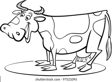 coloring page illustration of funny farm cow