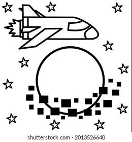 Coloring page. Coloring image of astronaut. Childish design for kids activity coloring book about universe.