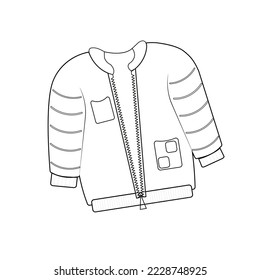 Coloring page. Jacket autumn winter. Vector illustration. Elements for coloring, printing, design illustrations in the style of outline