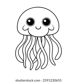 Coloring page jellyfish vector illustration