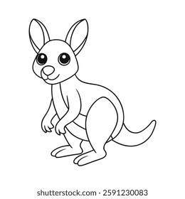 Coloring page kangaroo vector illustration