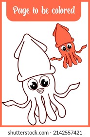 coloring page for kid . cute squid