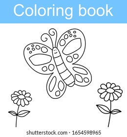coloring page for kid , vector butterfly