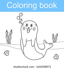 coloring page for kid , vector seal