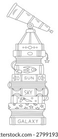 Coloring Page For Kids About Going Back To School And Bookmark On Astronomy