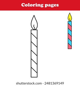 Dibujo para colorear para niños. Actividad Libro , vela , vela de cumpleaños