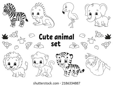 Coloring page for kids. Animal theme. Digital stamp. Cartoon style character. Vector illustration isolated on white background.