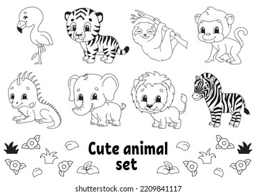 Coloring page for kids. Animal theme. Digital stamp. Cartoon style character. Vector illustration isolated on white background.