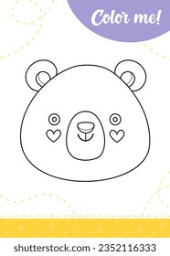 Coloring page for kids with cartoon bear
A printable worksheet, vector illustration.