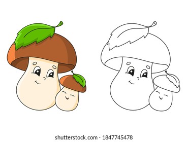 Coloring page for kids. Cartoon character. Vector illustration. Black contour silhouette. Isolated on white background. Autumn theme.