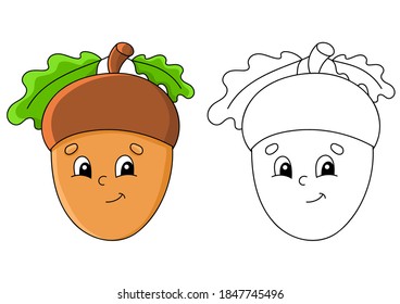 Coloring page for kids. Cartoon character. Vector illustration. Black contour silhouette. Isolated on white background. Autumn theme.