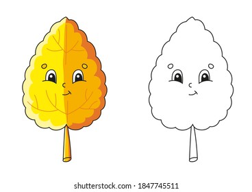 Coloring page for kids. Cartoon character. Vector illustration. Black contour silhouette. Isolated on white background. Autumn theme.