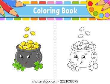 Coloring page for kids. cartoon character. Vector illustration. Black contour silhouette. Isolated on white background.