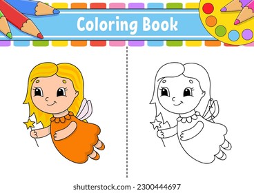 Coloring page for kids. cartoon character. Black contour silhouette. Isolated on white background. Vector illustration.
