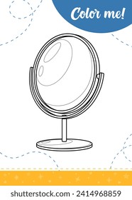 Coloring page for kids with cartoon make up mirror.
A printable worksheet, vector illustration.