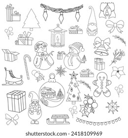 Coloring page for kids Christmas Santa outline on white background vector illustration