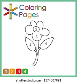 coloring page for kids, color the parts of the object according to numbers, color by numbers