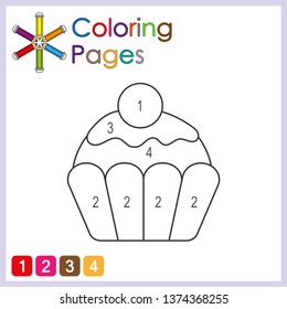 coloring page for kids, color the parts of the object according to numbers, color by numbers