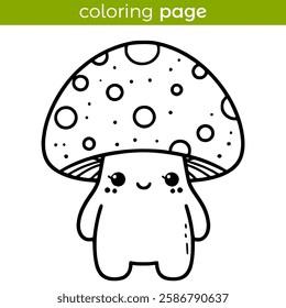 coloring page for kids cute mushroom character vector illustration template design