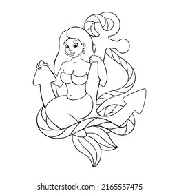Coloring page for kids. Digital stamp. Cartoon style character. Vector illustration isolated on white background.