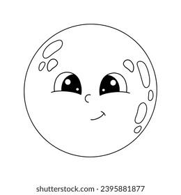 Coloring page for kids. Digital stamp. Cartoon style character. Isolated on white background. Vector illustration.