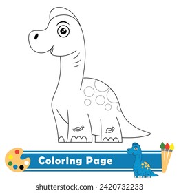 coloring page for kids, dinosaur kawaii vector