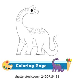 página de coloración para niños, vector dinosaur kawaii