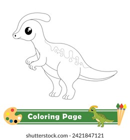 coloring page for kids, dinosaur kawaii vector