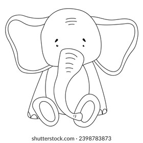 Coloring Page For Kids Featuring A Sitting Elephant For Children'S Creativity Coloring Book, Perfect For Children'S Creativity, Presented As A Vector Illustration
