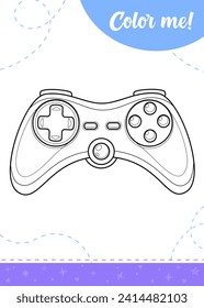 Coloring page for kids with gaming joystick.
A printable worksheet, vector illustration.