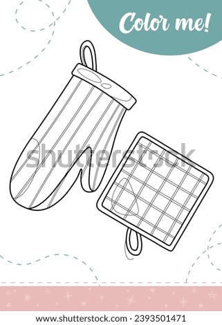 Coloring page for kids with kitchen tools.
A printable worksheet, vector illustration.
